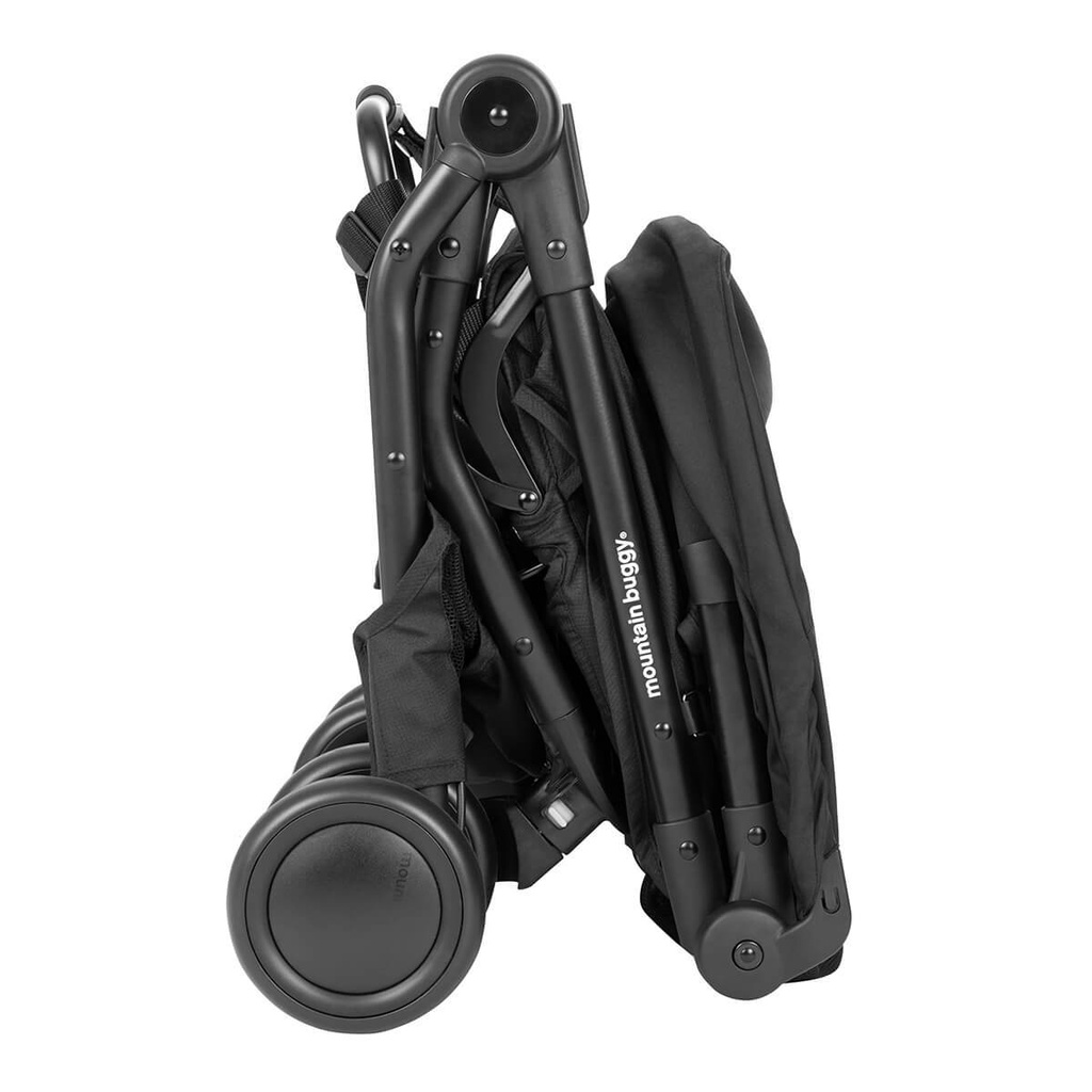 mountain buggy nano travel buggy in colour black showing compact fold from the side_black