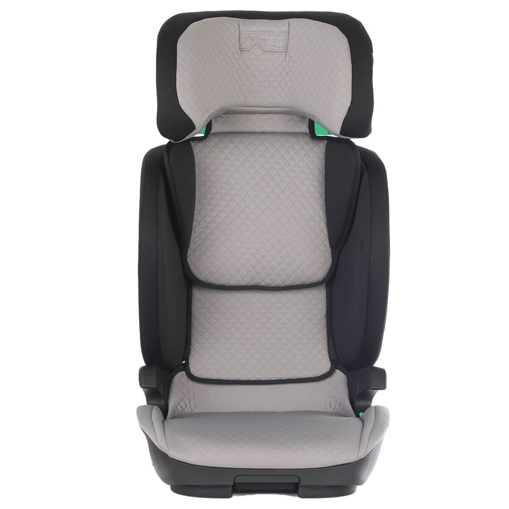 haven i-size booster seat front view with back height extended