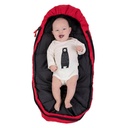 phil&teds snuggle & snooze sleeping bag liner with baby in red top view